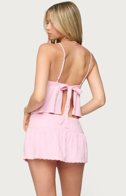 Selene Lacey Pleated Top & Skirt Set